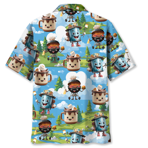 Camping Food Cartoon Character Hawaiian Shirt