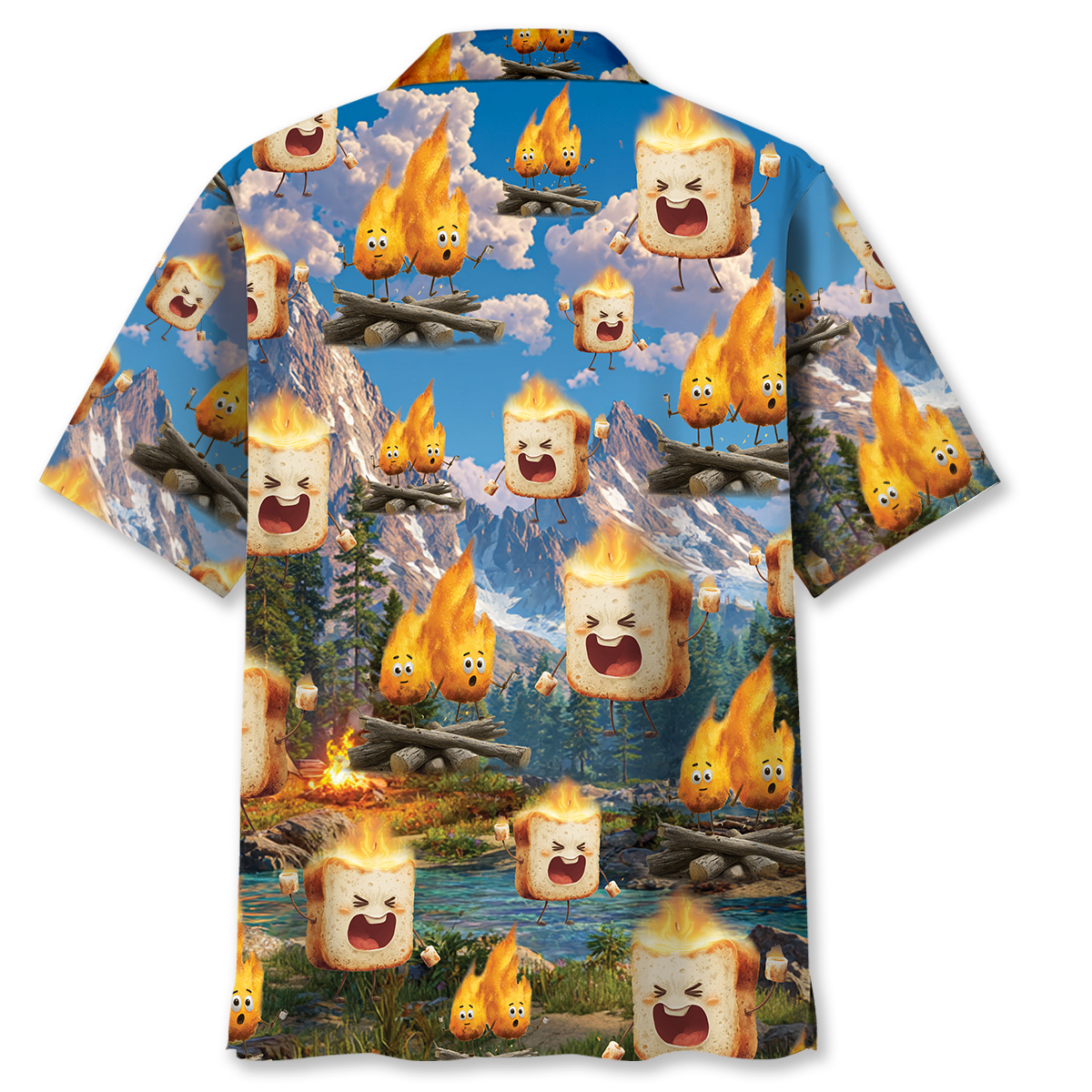 Funny Burning Marshmallow Camping Hawaiian Shirt