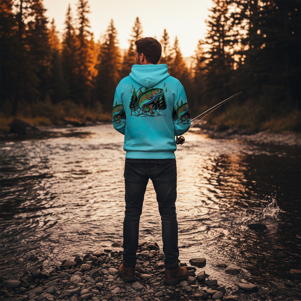 Fish Around And Find Trout Retro Graphic All Over Print Shirt