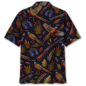 Pheasant Hunting Graphic Pattern Hawaiian Shirt