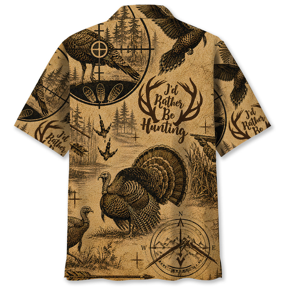 Wild Turkey I'd Rather Be Hunting Hawaiian Shirt