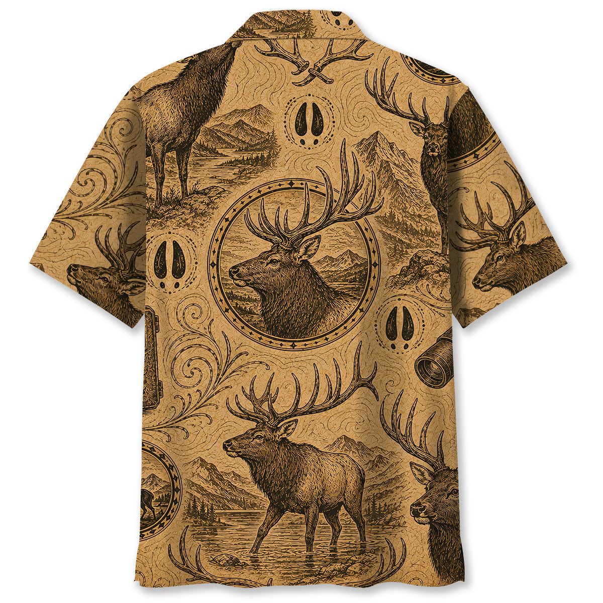 Elk Hunting Vintage Artwork Hawaiian Shirt