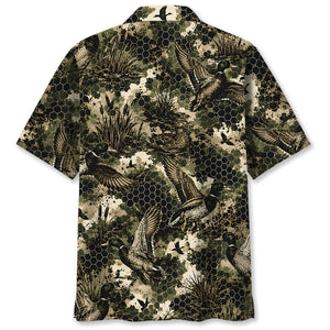 Tactical Hexagonal Duck Hunting Camo Hawaiian Shirt