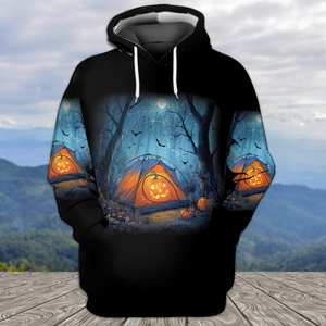 Halloween Pumpkin Camping All Over Print Shirt