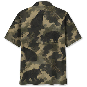 Black Bear Camouflage Graphic Pattern Hawaiian Shirt