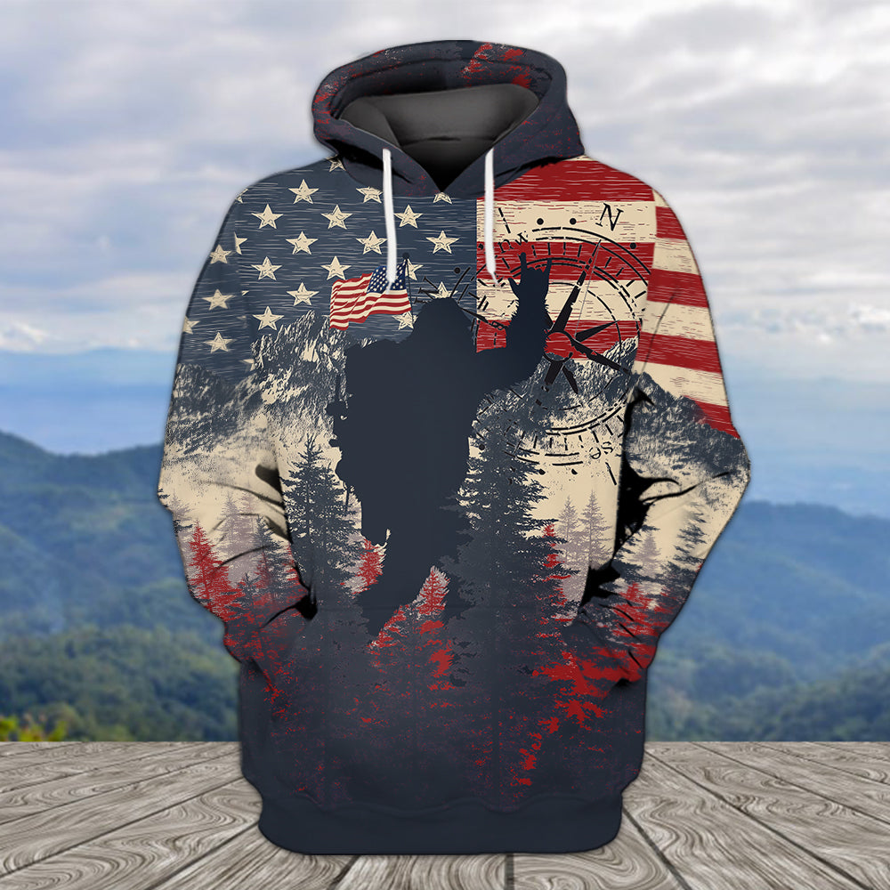 Vintage Patriotic Bigfoot Not All Who Wander All Over Print Shirt