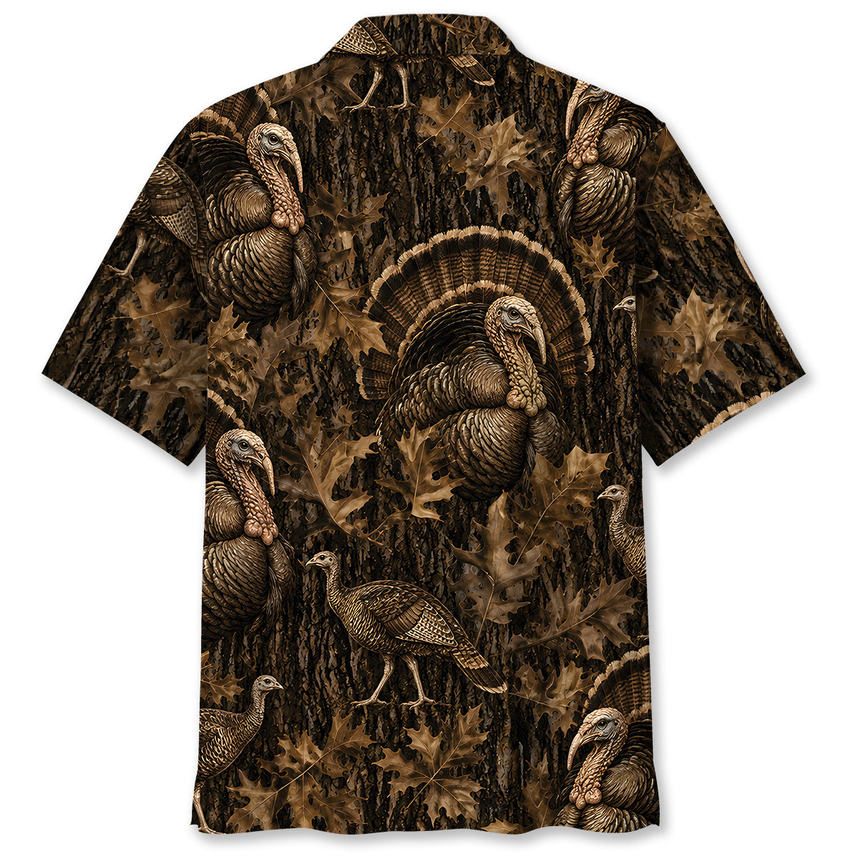 Vintage Wild Turkey Art Camo Hawaiian Shirt