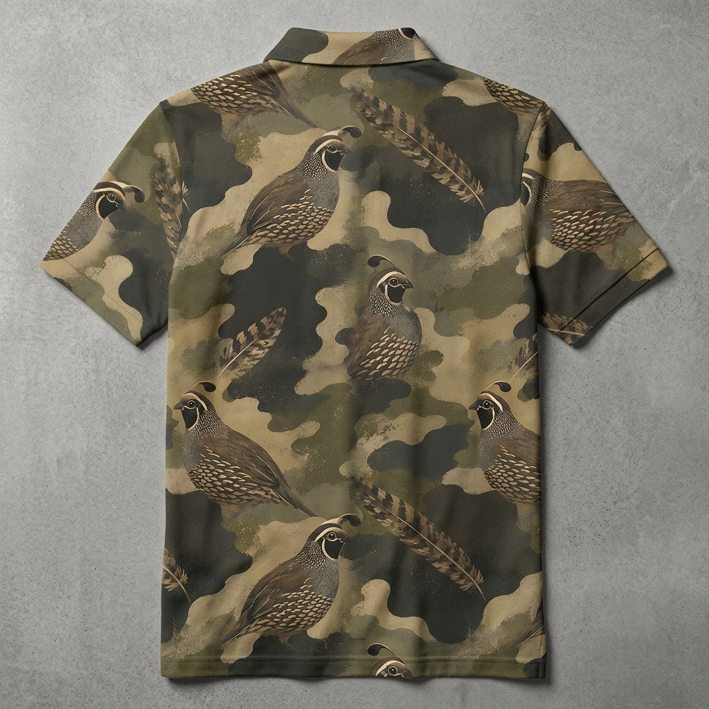 Quail Camouflage Graphic Pattern Men Polo Shirt