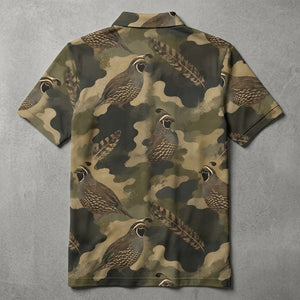 Quail Camouflage Graphic Pattern Men Polo Shirt