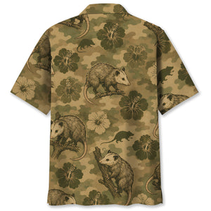 Opossum Hibiscus Camouflage Hawaiian Shirt