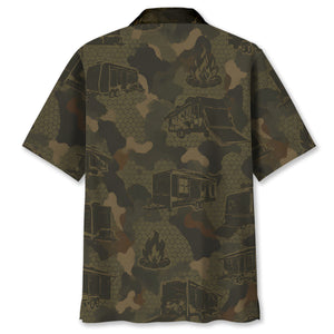 Toy Hauler Camping Camouflage Hawaiian Shirt