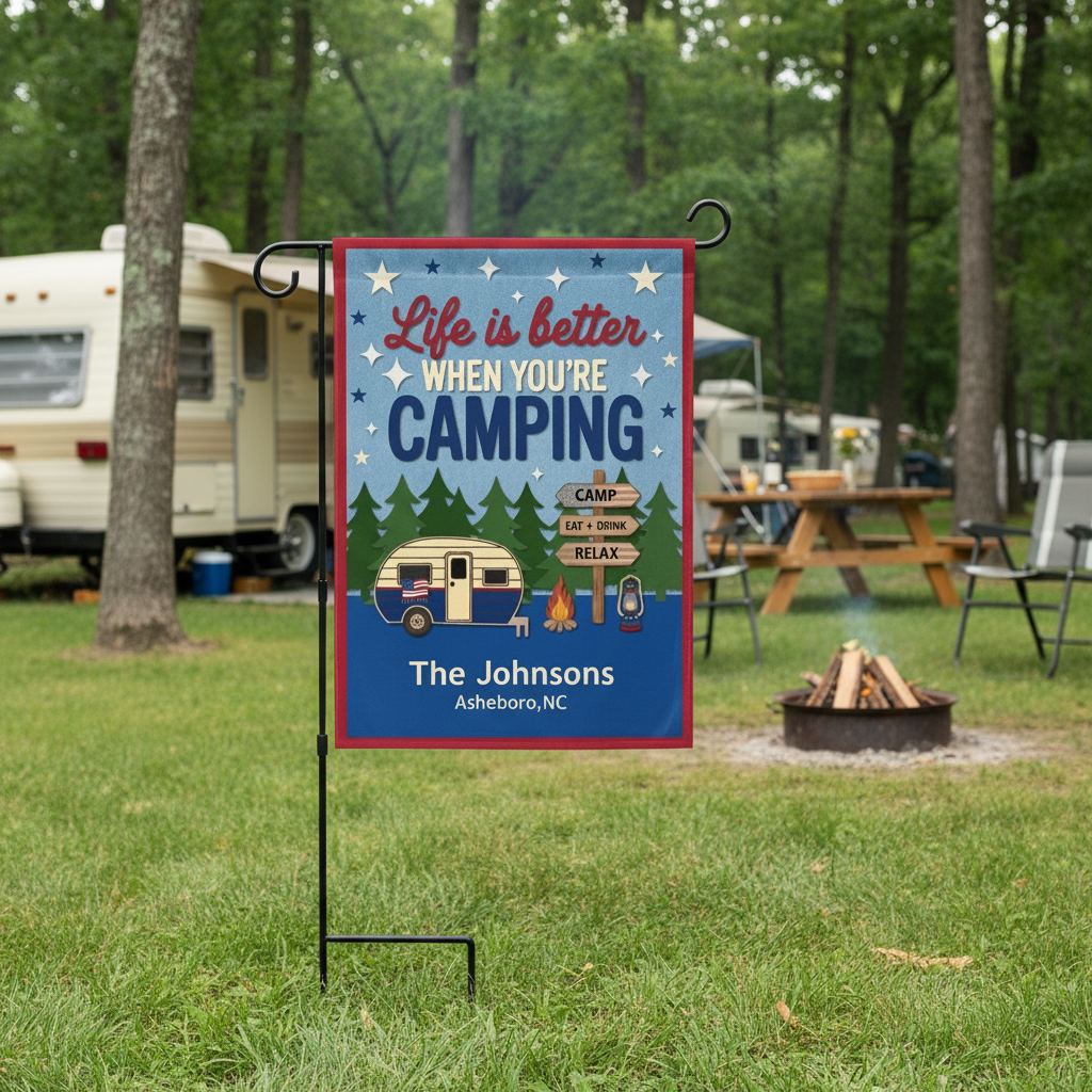 Life Is Better When You're Camping American Style Flag Decor
