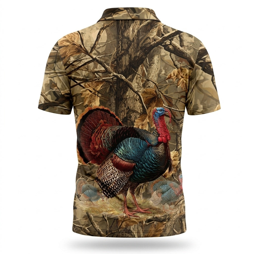Turkey Hunting Camo Polo Men Shirt
