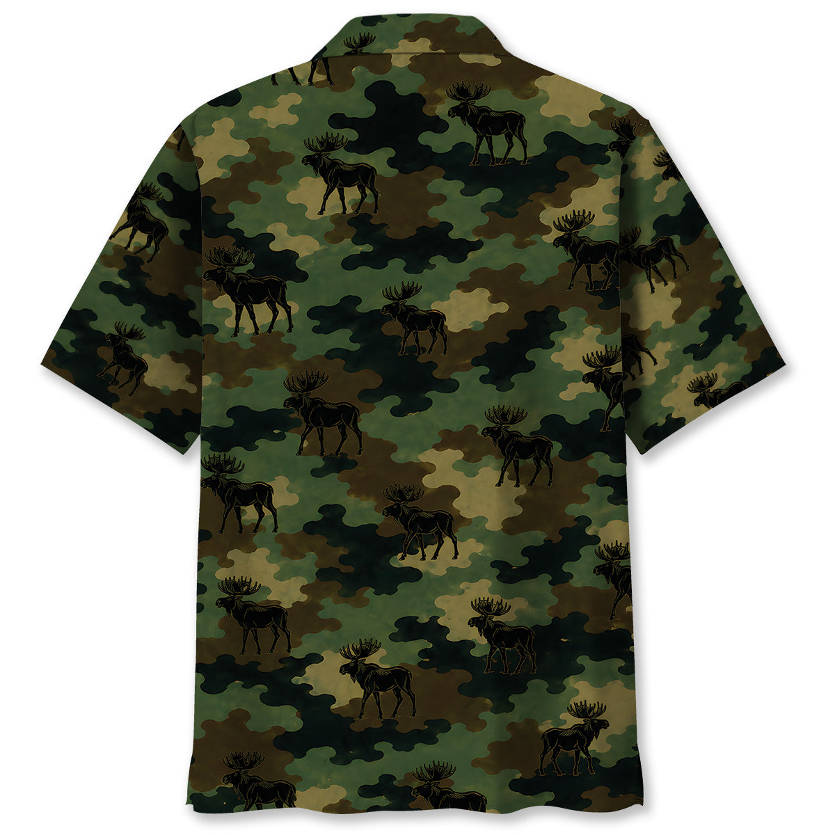 Moose Camouflage Millitary Hawaiian Shirt