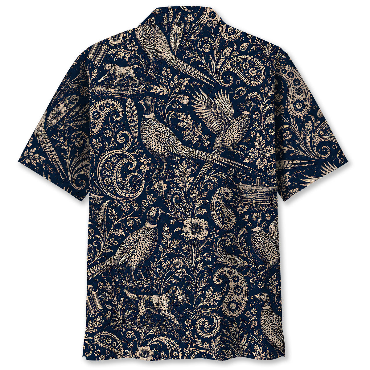 Midnight Wild Pheasant Hunting Paisley Hawaiian Shirt