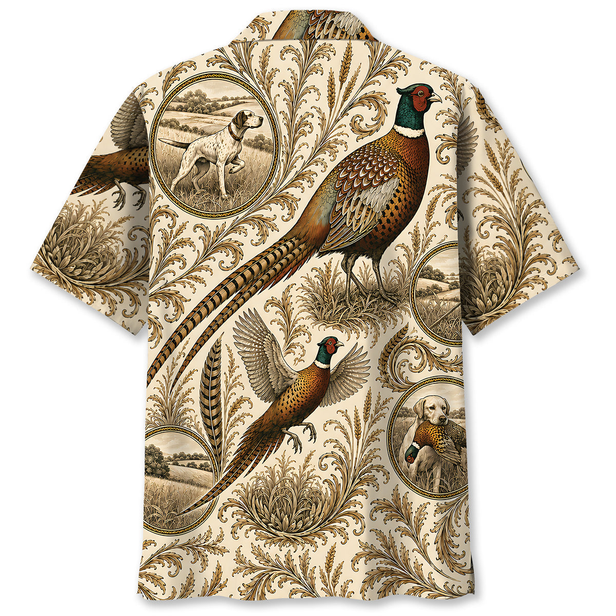 Vintage Pheasant Hunting Toile Hawaiian Shirt