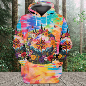 Live For The Moments Compass Flower All Over Print Shirt