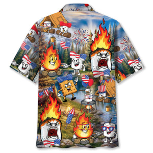 America Patriot Burnt Marshmallow Hawaiian Shirt