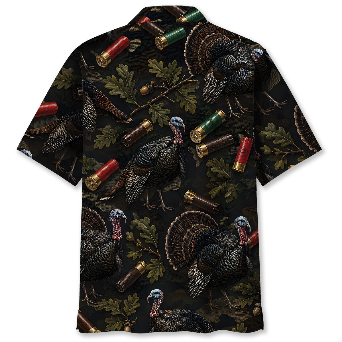 Vintage Turkey Hunting Camouflage Black Hawaiian Shirt