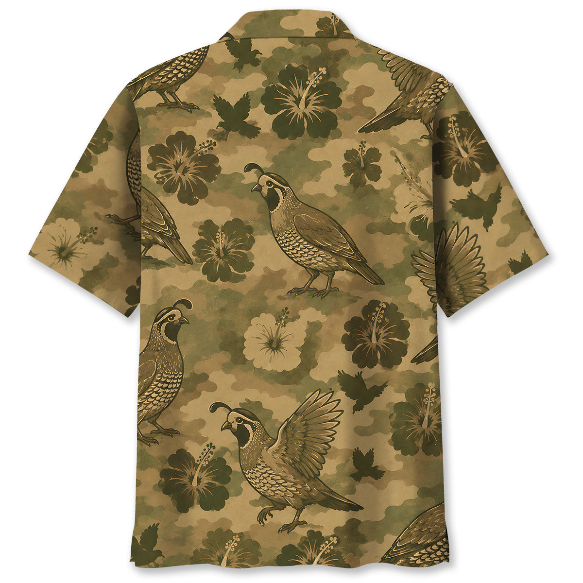 Quail Hibiscus Camouflage Hawaiian Shirt
