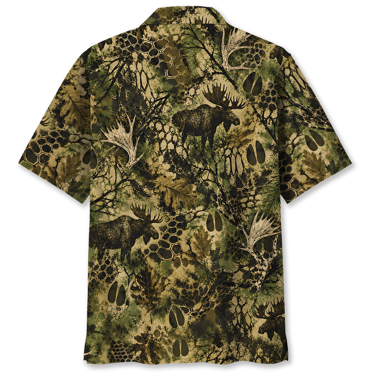 Moose Hunting Hex Camo Hawaiian Shirt