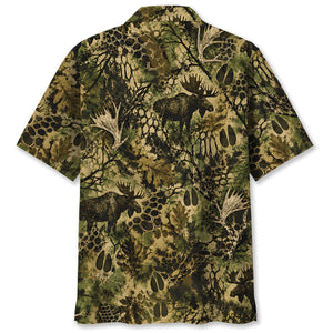 Moose Hunting Hex Camo Hawaiian Shirt