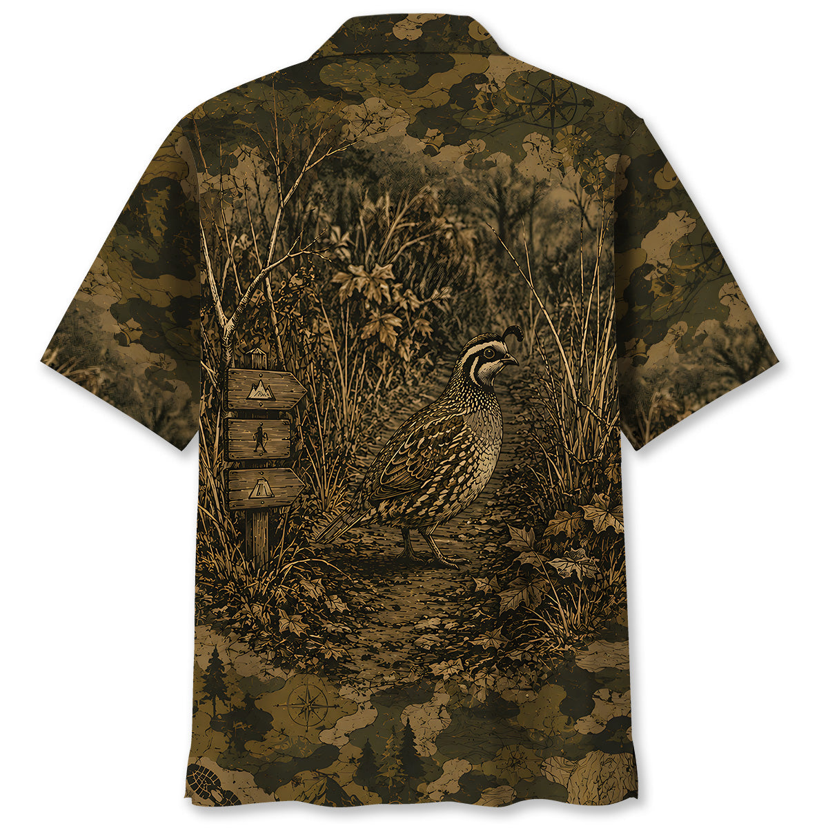 Quail Camouflage Dark Hawaiian Shirt