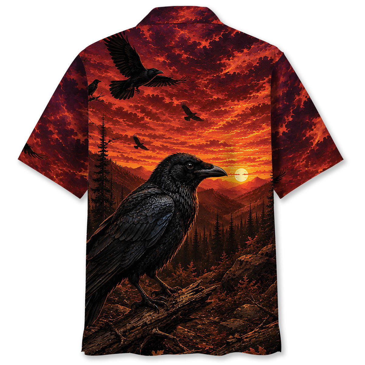 Crow Hunting Burnt Sky Hawaiian Shirt