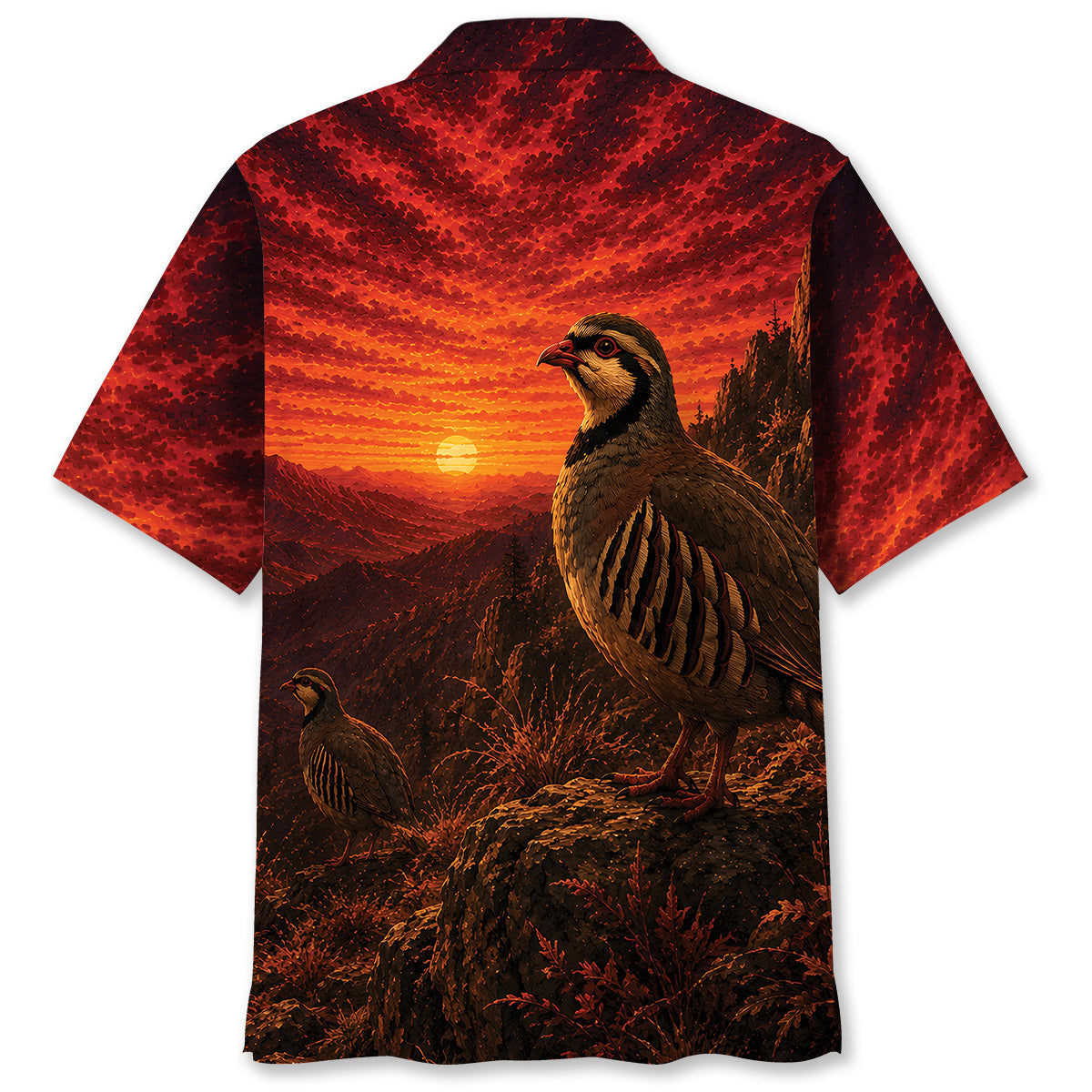 Chukar Hunting Burnt Sky Hawaiian Shirt