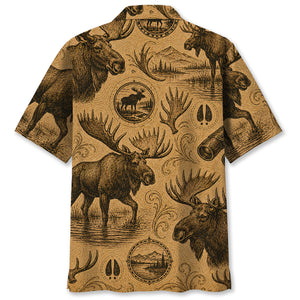 Moose Hunting Vintage Artwork Hawaiian Shirt