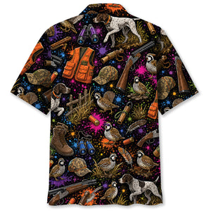 Retro Quail Hunting Colorful Hawaiian Shirt