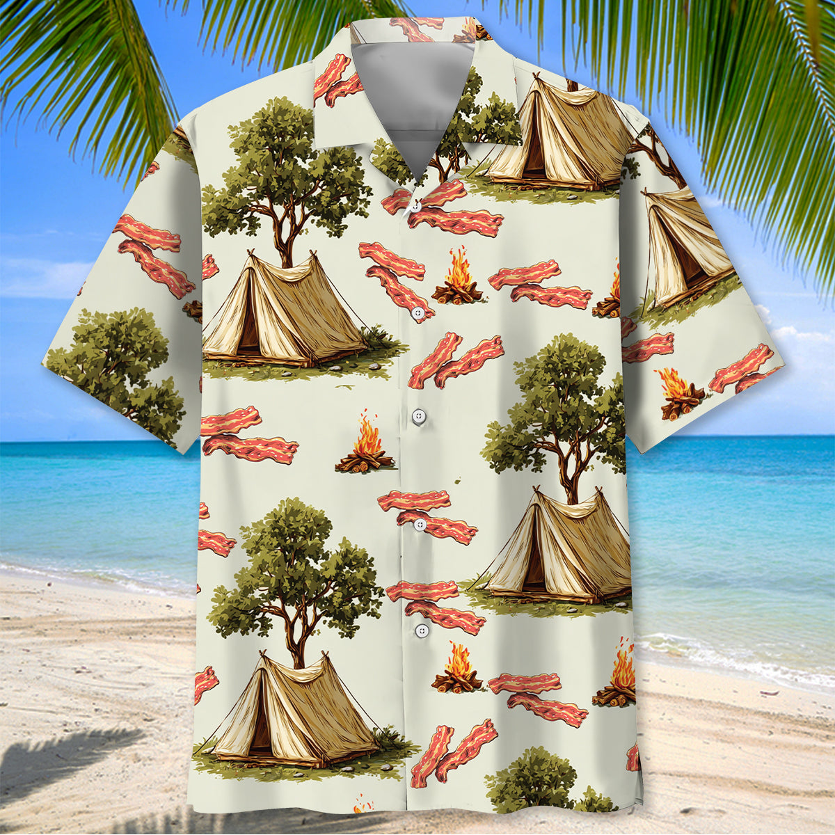 Bigfoot If It Involves Camping & Bacon Count Me In Hawaiian Shirt