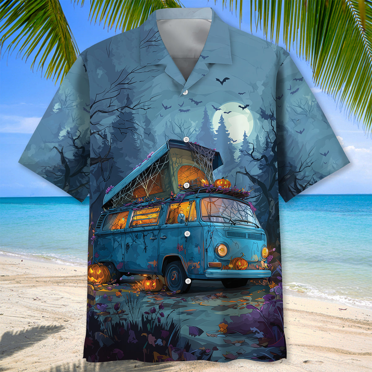 Haunted Camper Van Halloween Hawaiian Shirt