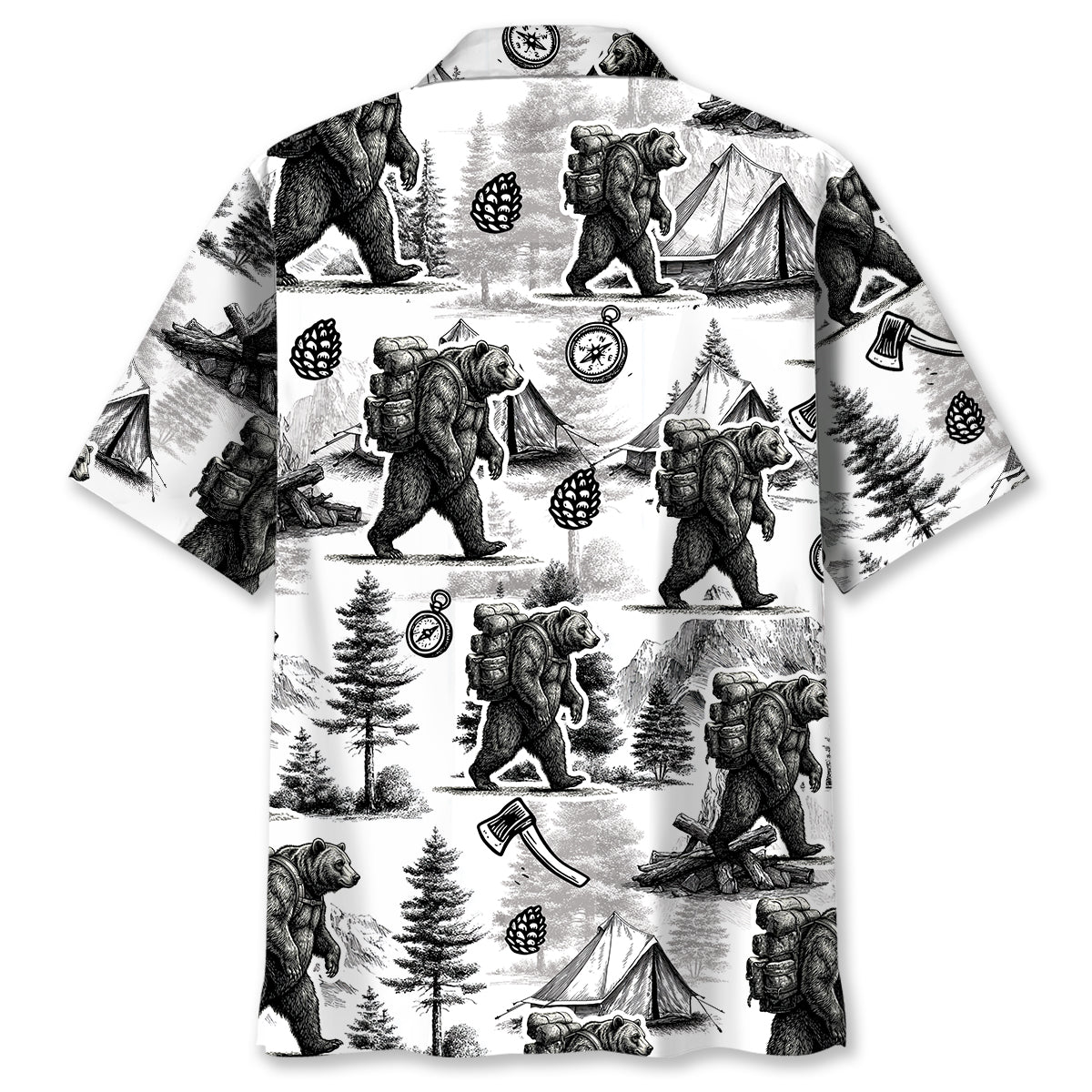 Vintage Wild Bear Go Camping Hawaiian Shirt