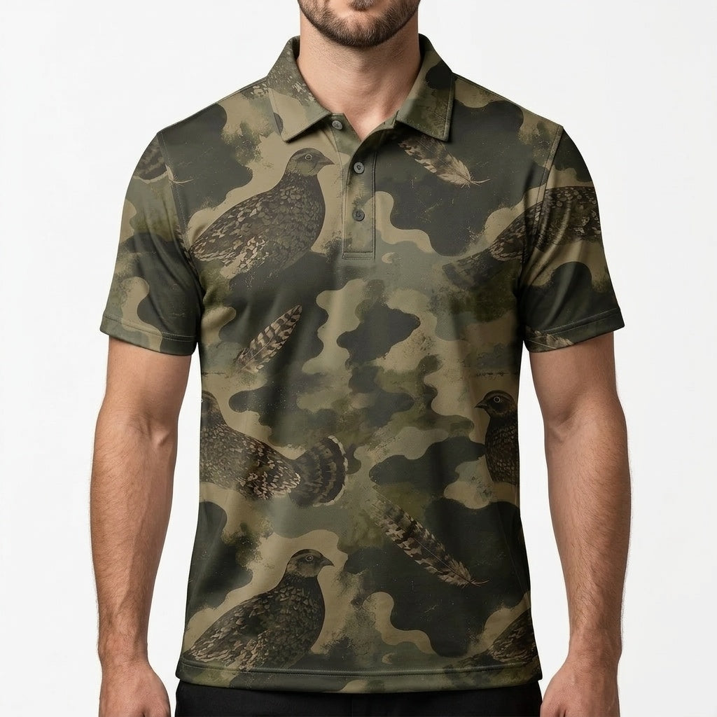 Grouse Camouflage Graphic Pattern Men Polo Shirt