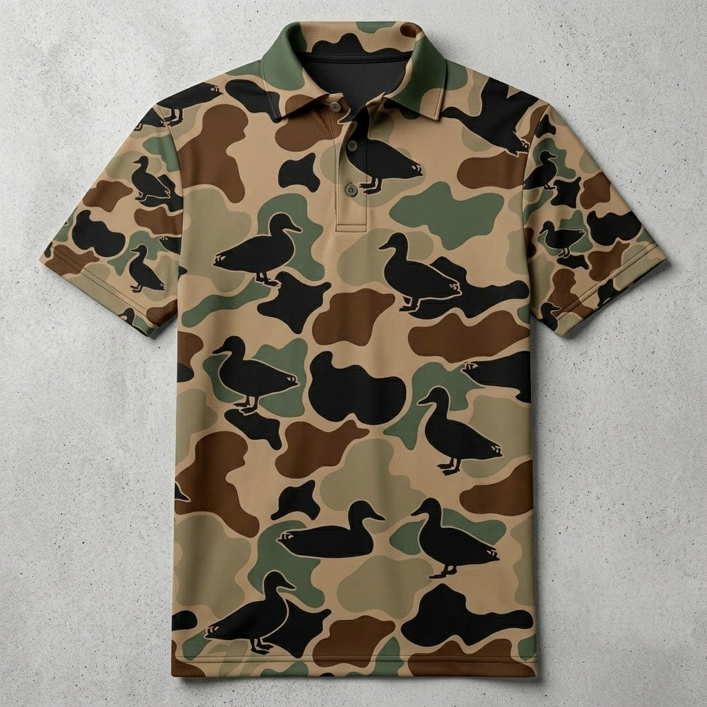 Duck Hunting Camouflage Pattern Men Polo Shirt