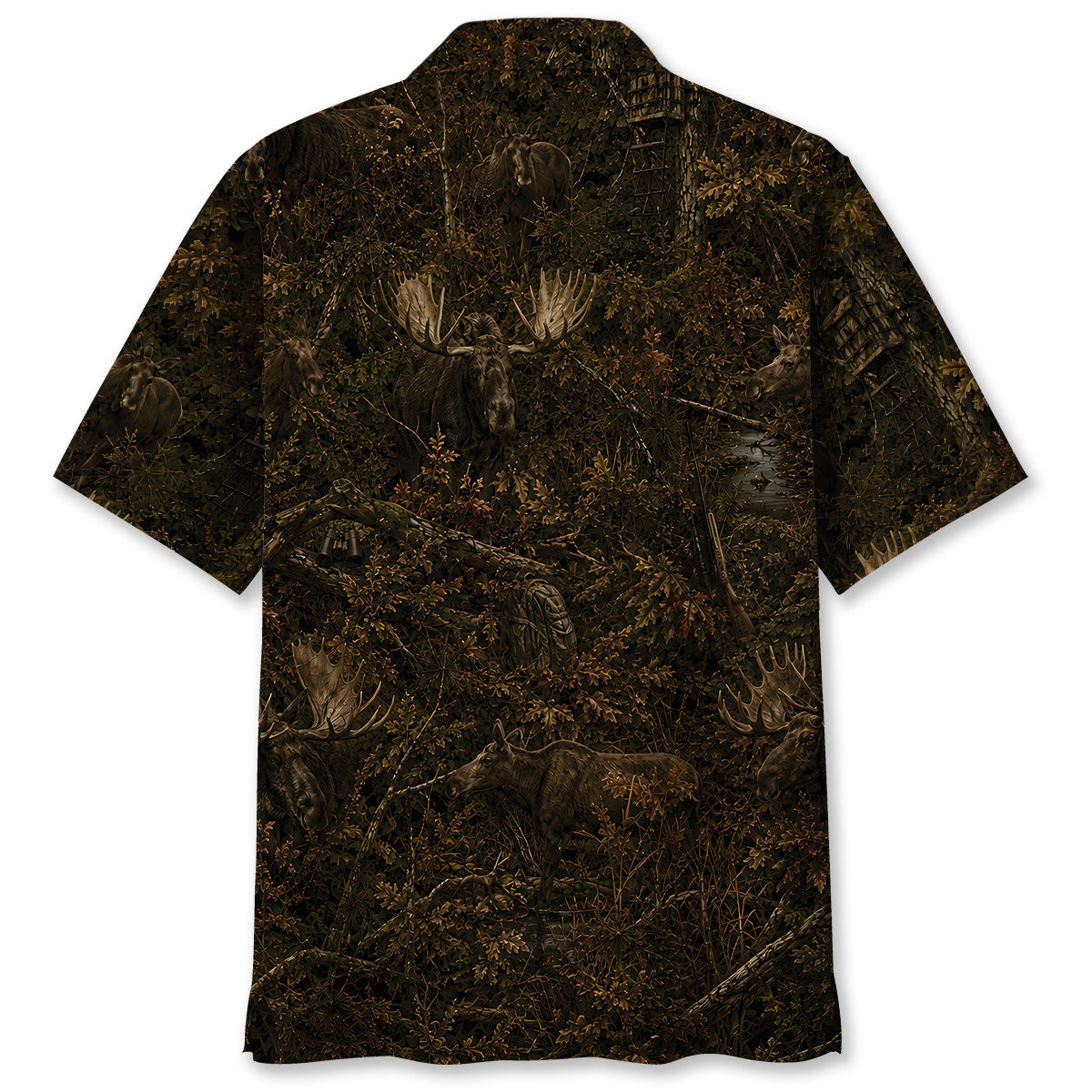 Moose Hunting Forest Camouflage Hawaiian Shirt