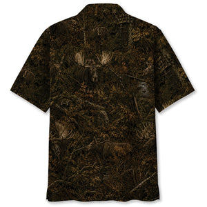Moose Hunting Forest Camouflage Hawaiian Shirt