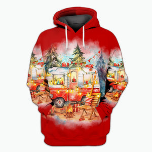 Red All I Want For Christmas Is Camping All Over Print Shirt