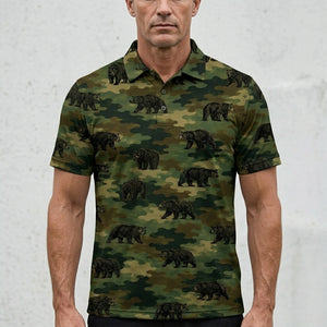 Black Bear Camouflage Millitary Men Polo Shirt