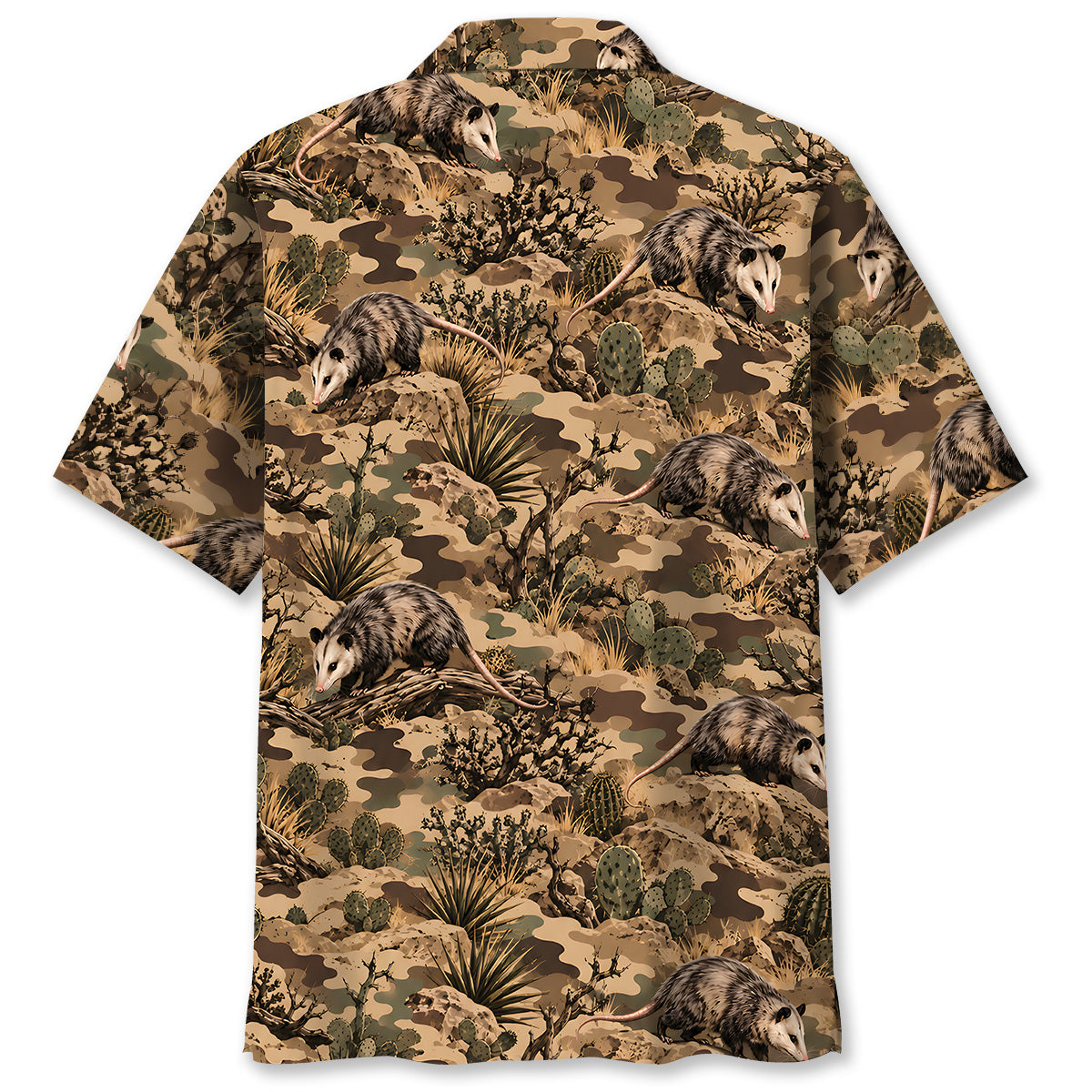 Desert Opossum Camo Pattern Hawaiian Shirt