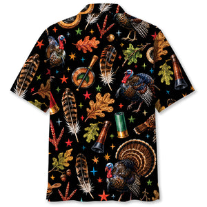 Turkey Hunting Retro Black Hawaiian Shirt