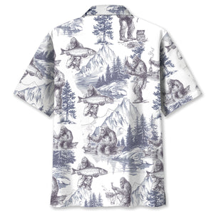 Vintage Bigfoot Goes Fishing Hawaiian Shirt