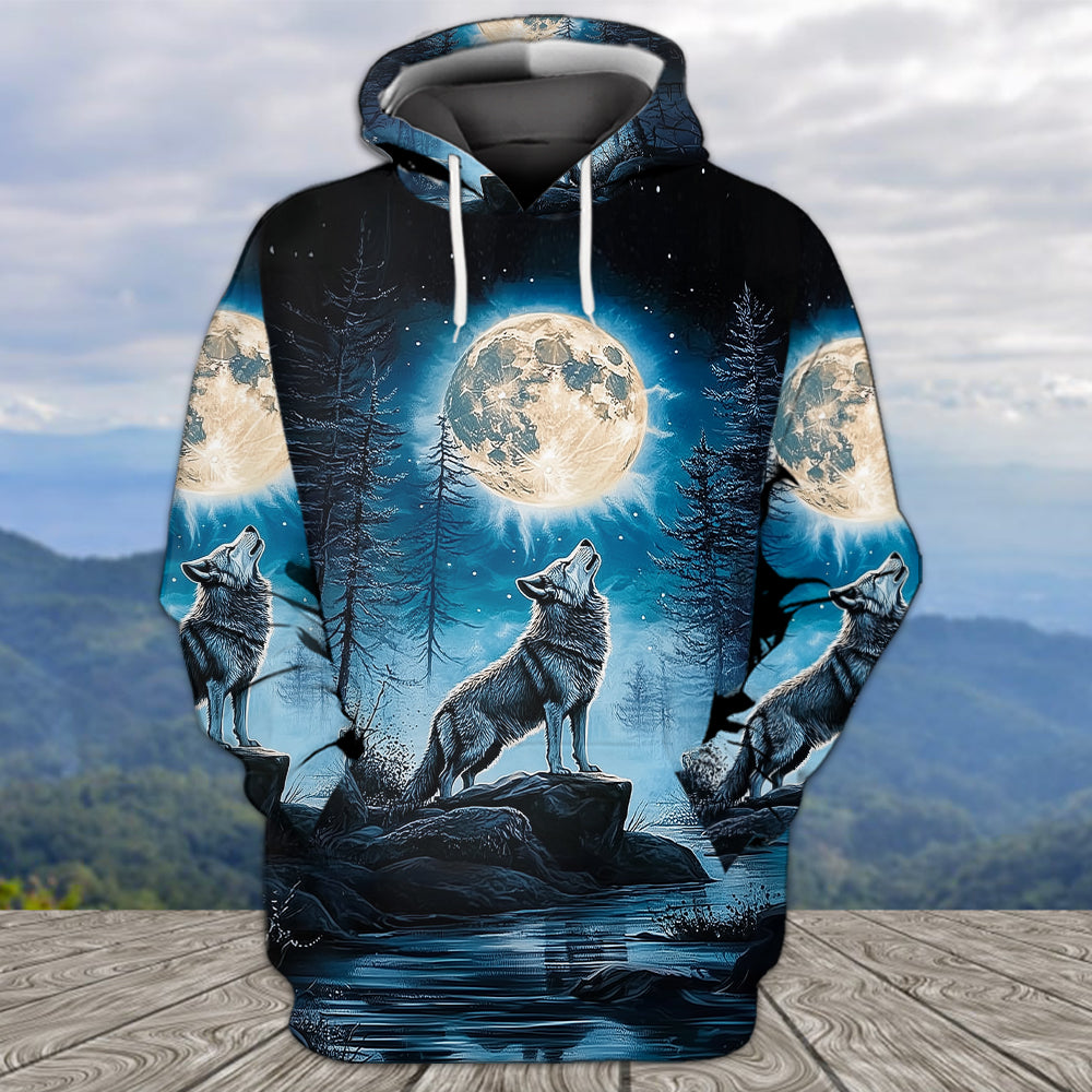 Wolf Moon Light Art All Over Print Shirt
