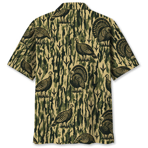 Wild Turkey Stripe Camouflage Hawaiian Shirt
