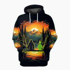 Bigfoot And Alien Fishing Night All Over Print Shirt