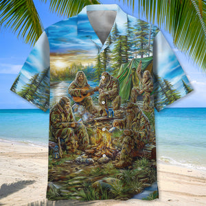 Camping In The Wild Vintage Art Hawaiian Shirt