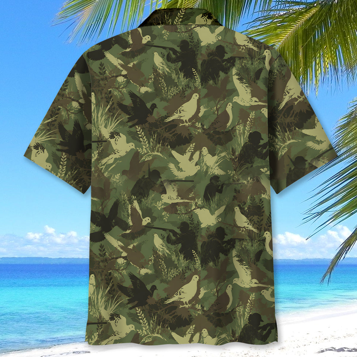 Camouflage Mourning Dove Pattern Hawaiian Shirt