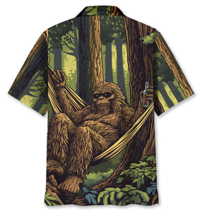 Bigfoot Lounging In A Hammock Hawaiian Shirt