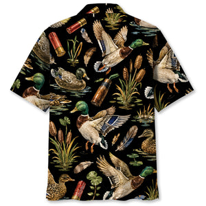Duck Hunting Retro Black Hawaiian Shirt